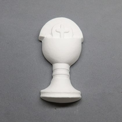 Gessetto decorativo a forma di calice, adatto alla decorazione di bomboniere homemade per comunione e per la creazione di segnaposto e magneti.