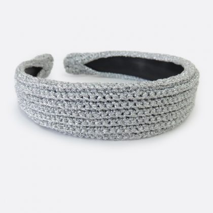 Cerchietto fascia in lurex argento fatto a mano