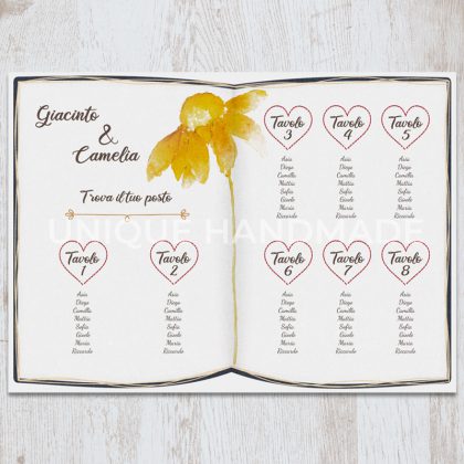 Tableau de Mariage Libro personalizzabile: poster in formato 70 x 50 cm, stampato su carta speciale impermeabile antistrappo, personalizzato