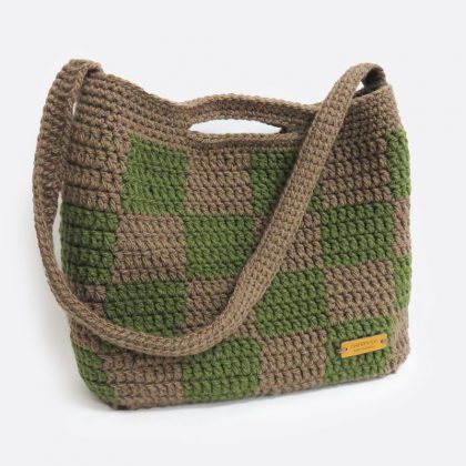 Borsa a scacchi in lana