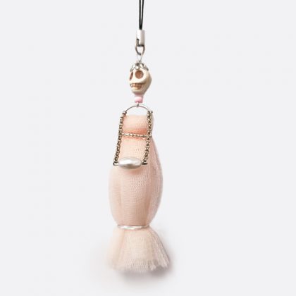 Ciondolo per cellulare con principessa scheletro rosa